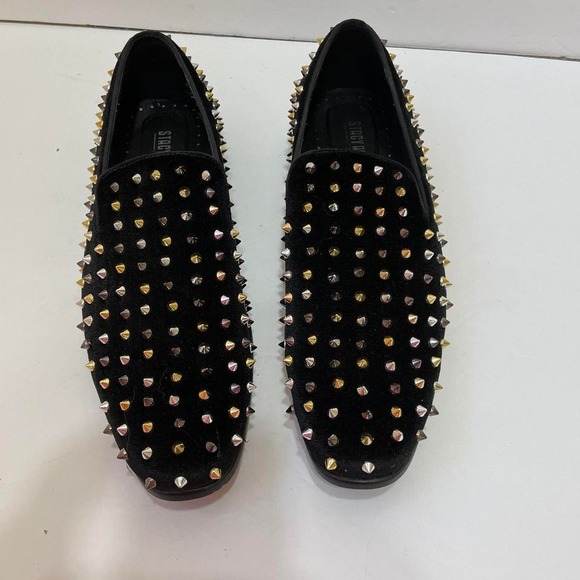 EXCELLENT CONDITION STACY ADAMS SPIRE SPIKED SLIP ON LOAFERS IN BLACK - Picture 5 of 8